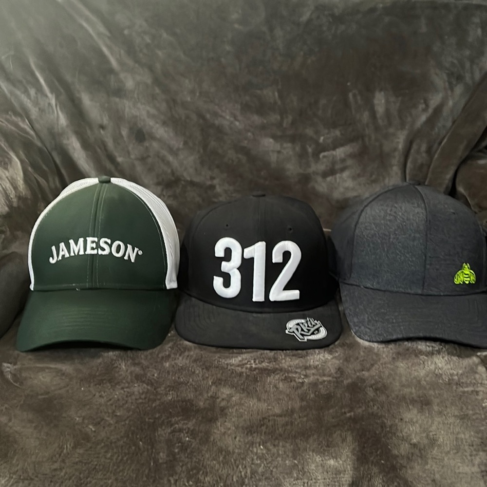 Jameson whiskey, Goose Island 312, and Patrón tequila hats bundle.